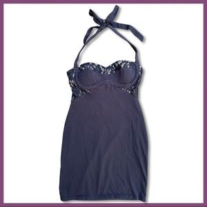 Black and Lace Stretchy Halter Dress with Bustier Top